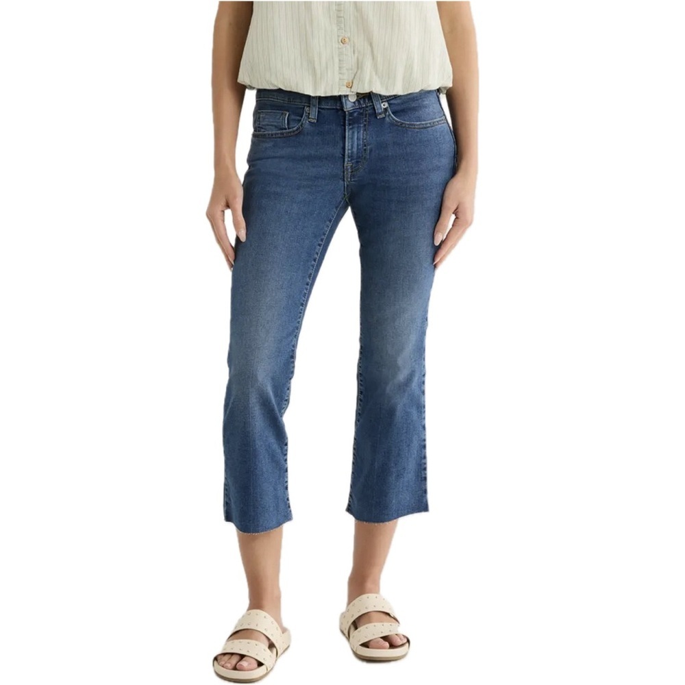 Lucky Brand NWT Sweet Mid Rise Kick Crop Jeans 6/28 Raw Hem Stretch Denim Casual
